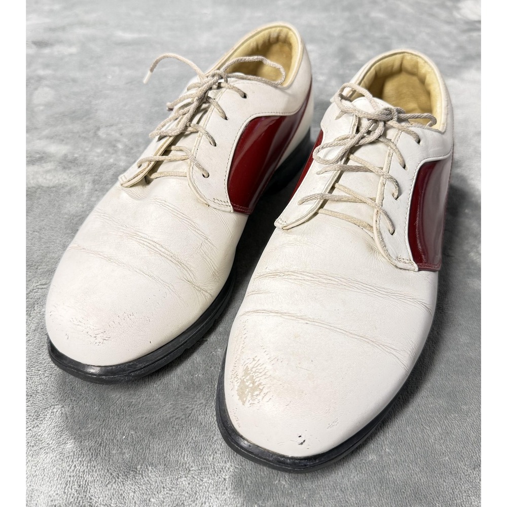 Nike Air Comfort Golf Shoes Womens Size 8 White Red Leather Spiked Cleats 307454
